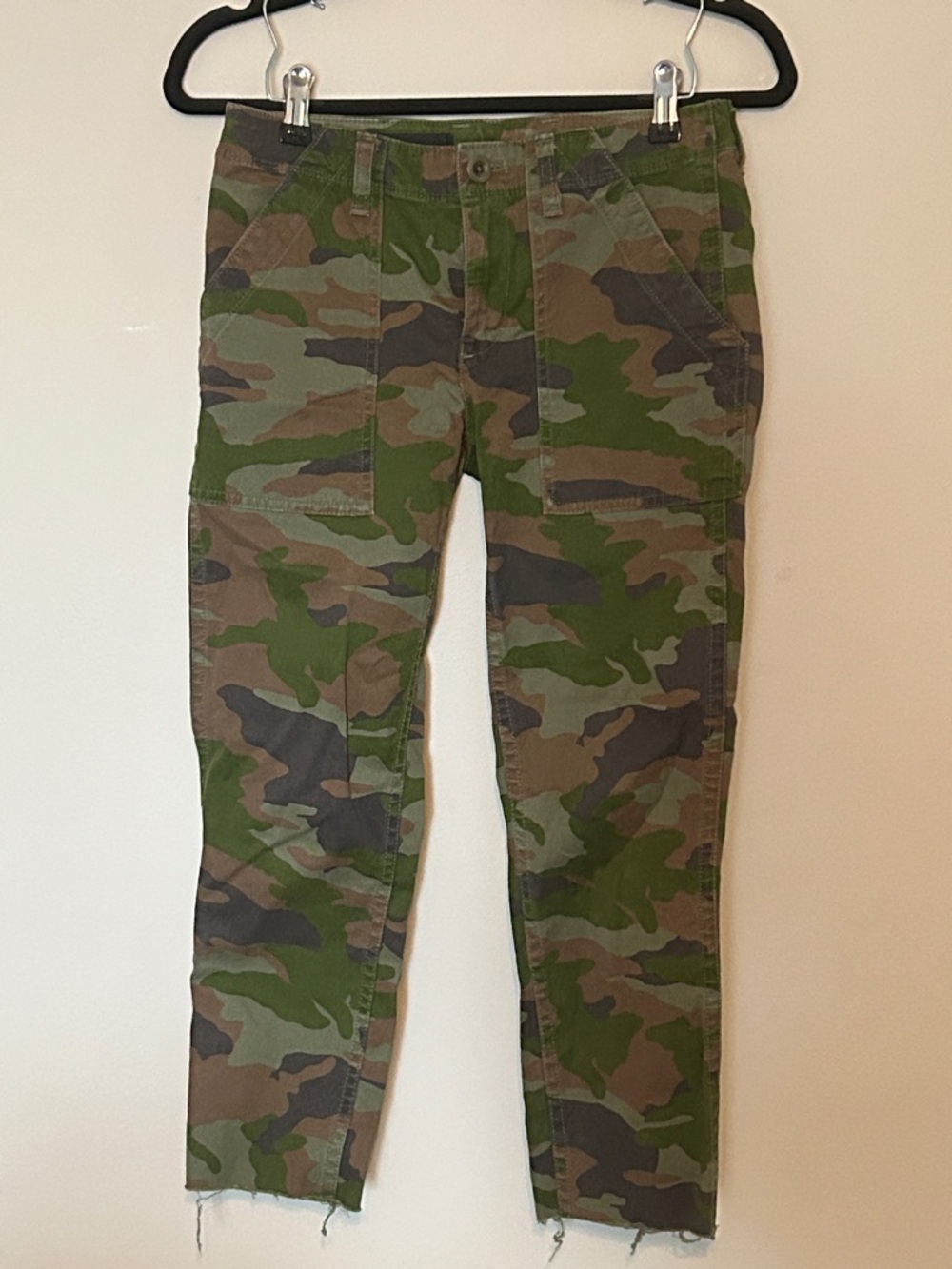 J. Crew Cropped Camo Utility Pants in Green & Brown